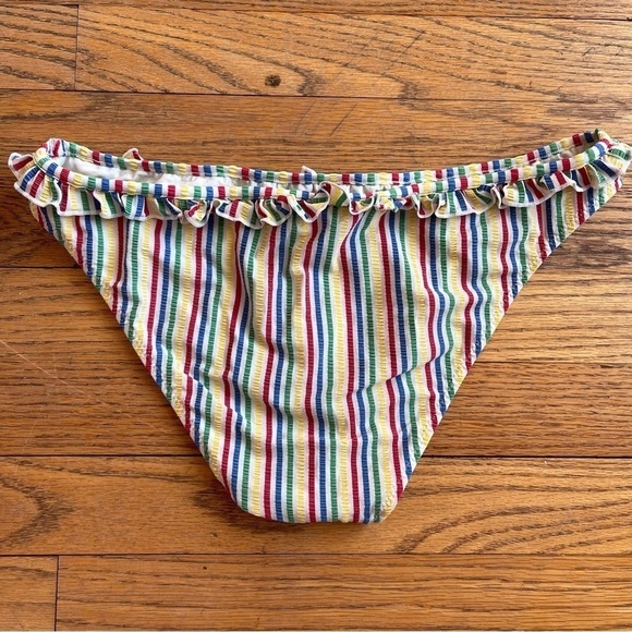 Solid and Striped Womens Milly Bikini Bottom Ruffle Multi Stripe Large - Picture 6 of 6